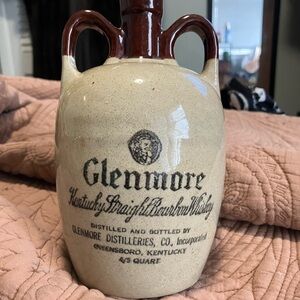 1947 Glenmore Kentucky Straight Bourbon Whiskey Jug - Two-Tone Brown & Cream